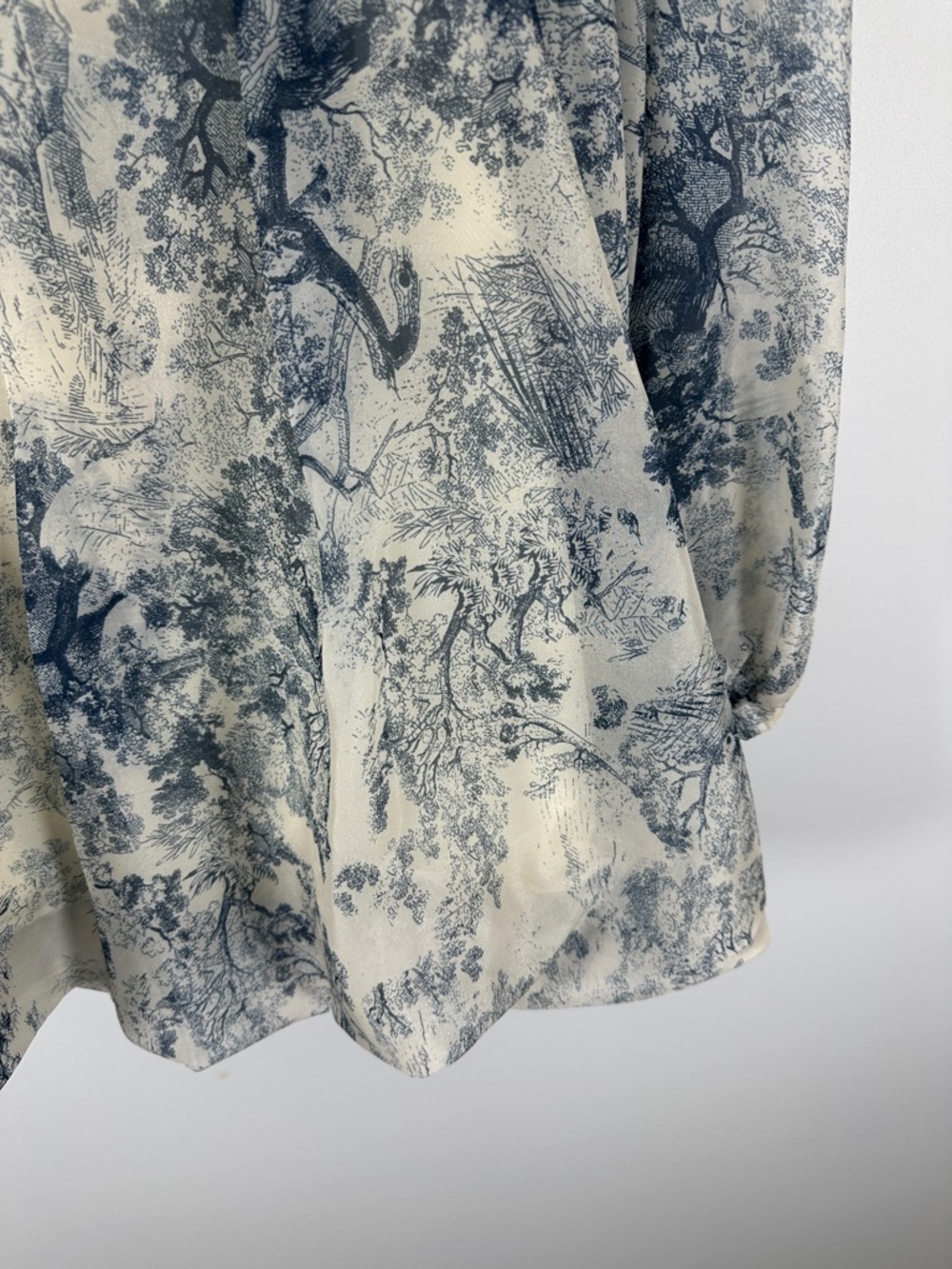 NWT H.A.H Ha Huong Blue Toile Puff Sleeve Puff Hem Mini Dress M - Picture 6 of 7